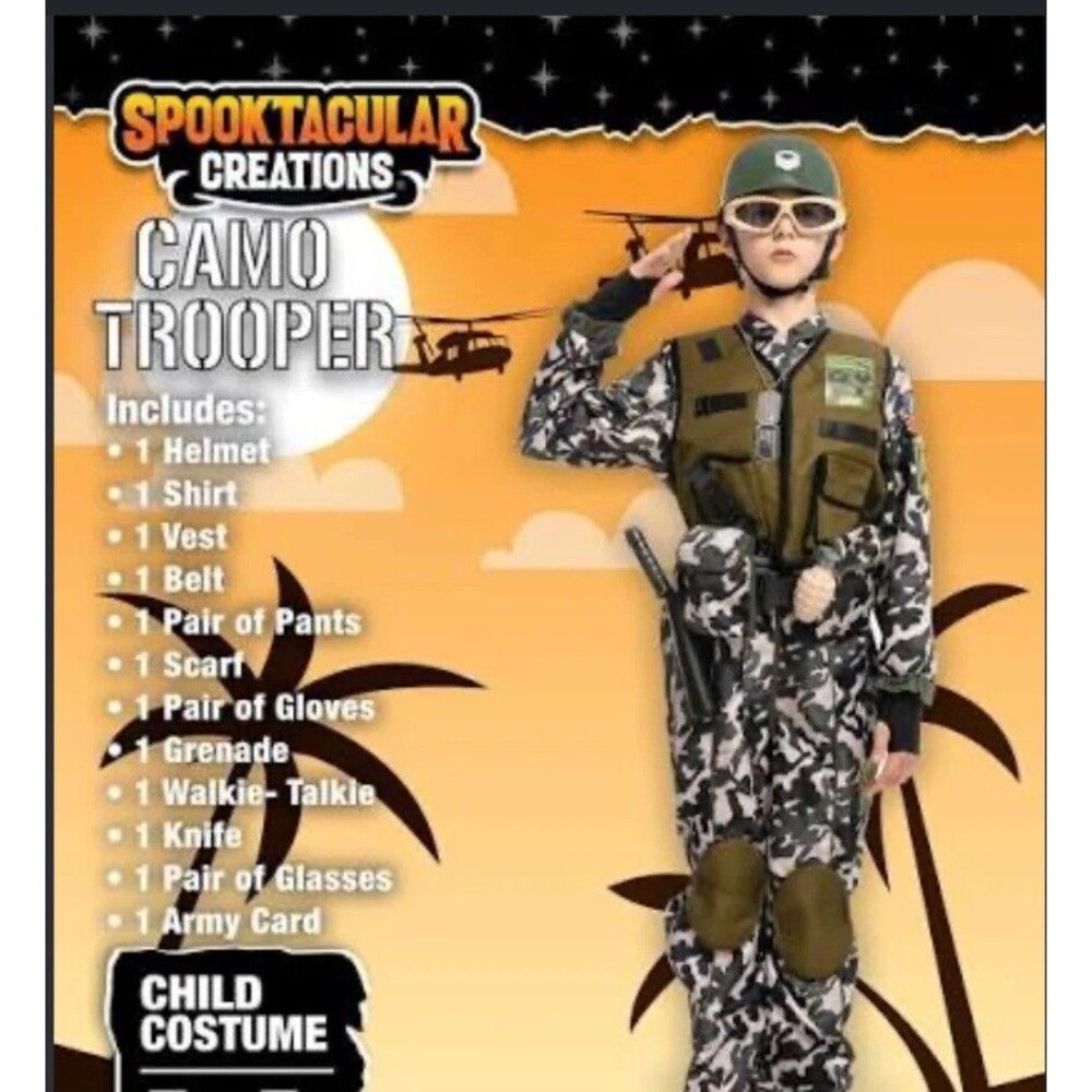 CAMO TROOPER Costume CHILD LARGE Halloween Spooktacular Creations NIP